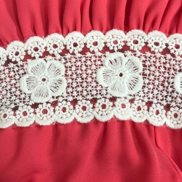 ALTAR’D STATE Coral Crochet Lace Embroidered Floral Bohemian Dress Small - Picture 6 of 8